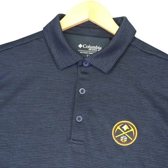 Columbia Other - Denver Nuggets Columbia Polo Shirt Mens Large Navy Blue Omni-Wick Golf Striped